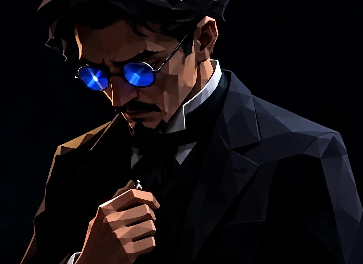 Simoun in his blue-tinted glasses, from the LAMPARA trailer